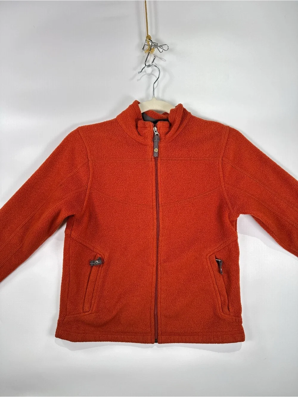 REI Co-op Full Zip Fleece Jacket Mock Neck Rust Orange Size S